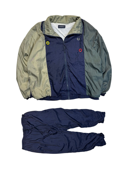 90s Givenchy Activewear Sportanzug Nylon Dunkelblau Grün L-XL - RareRags