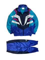 90s Adidas Sportanzug Colorblocked Blau Grün D3 XS-S - RareRags