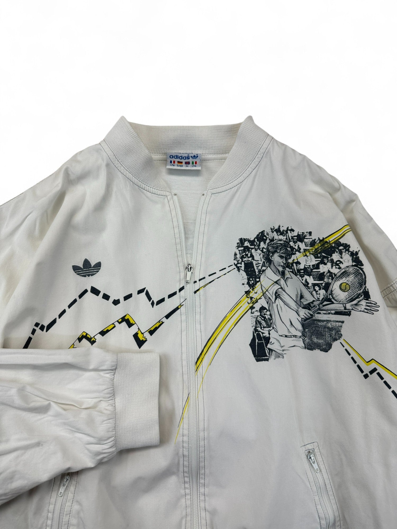 Vintage Adidas Sportjacke 80s Stefan Edberg Made In France By Ventex Weiß M