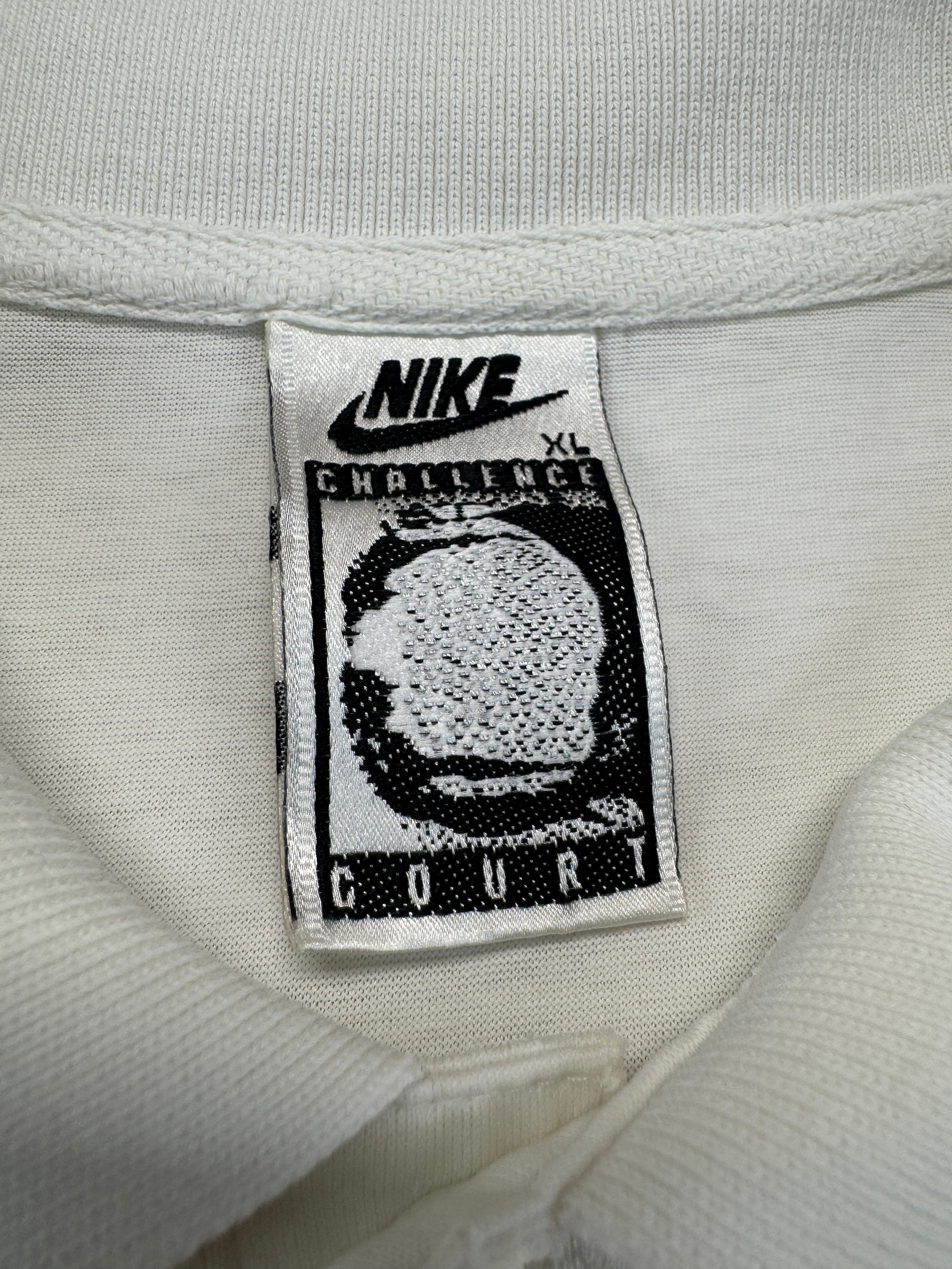 Vintage Nike Poloshirt 1989 Challenge Court Andre Agassi Weiß Grün XL