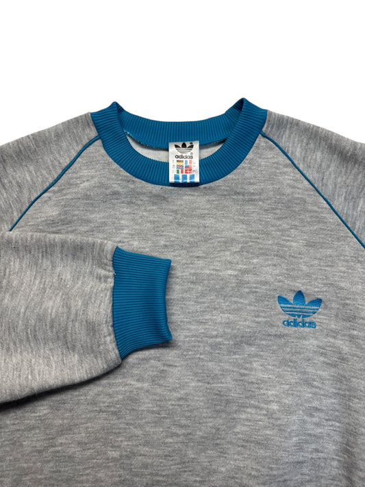 80s Adidas Raglan Sweatsuit Grau Blau D7 M-L - RareRags
