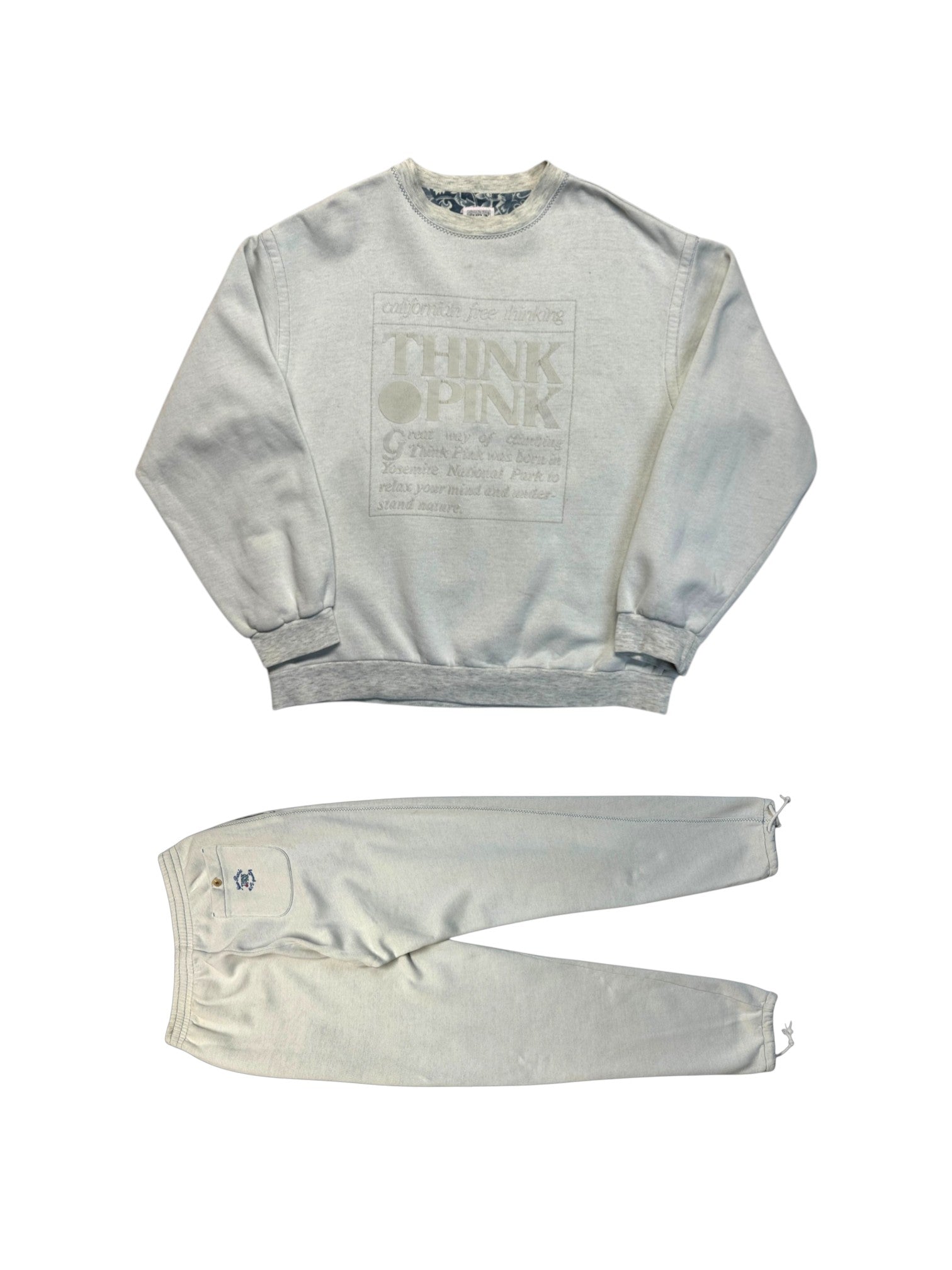 80s Think Pink Sweatsuit Grau M-L - RareRags