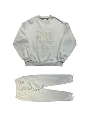 80s Think Pink Sweatsuit Grau M-L - RareRags