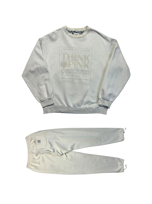 80s Think Pink Sweatsuit Grau M-L - RareRags