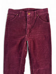 Vintage Wrangler Cordhose 80s Talon Zip Dunkelrot 29-31