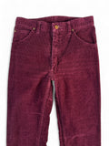 Vintage Wrangler Cordhose 80s Talon Zip Dunkelrot 29-31