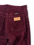 Vintage Wrangler Cordhose 80s Talon Zip Dunkelrot 29-31