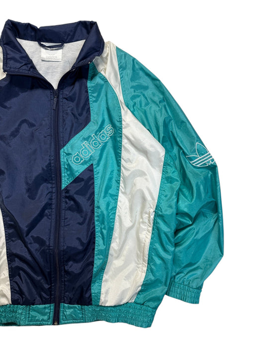 90s Adidas Nylon Sportanzug Dunkelblau Grün/Türkis D6 M - RareRags