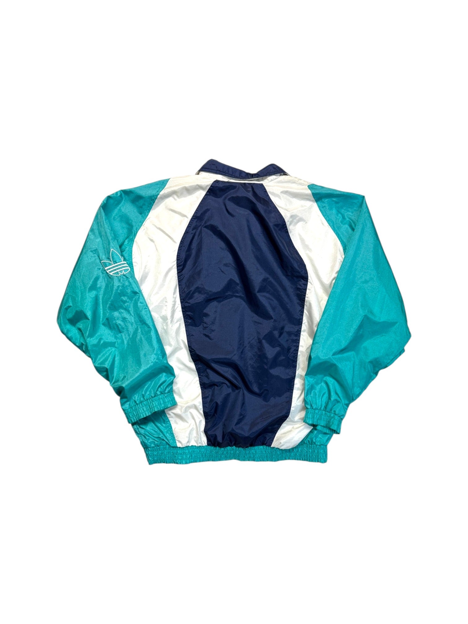 90s Adidas Nylon Sportanzug Dunkelblau Grün/Türkis D6 M - RareRags