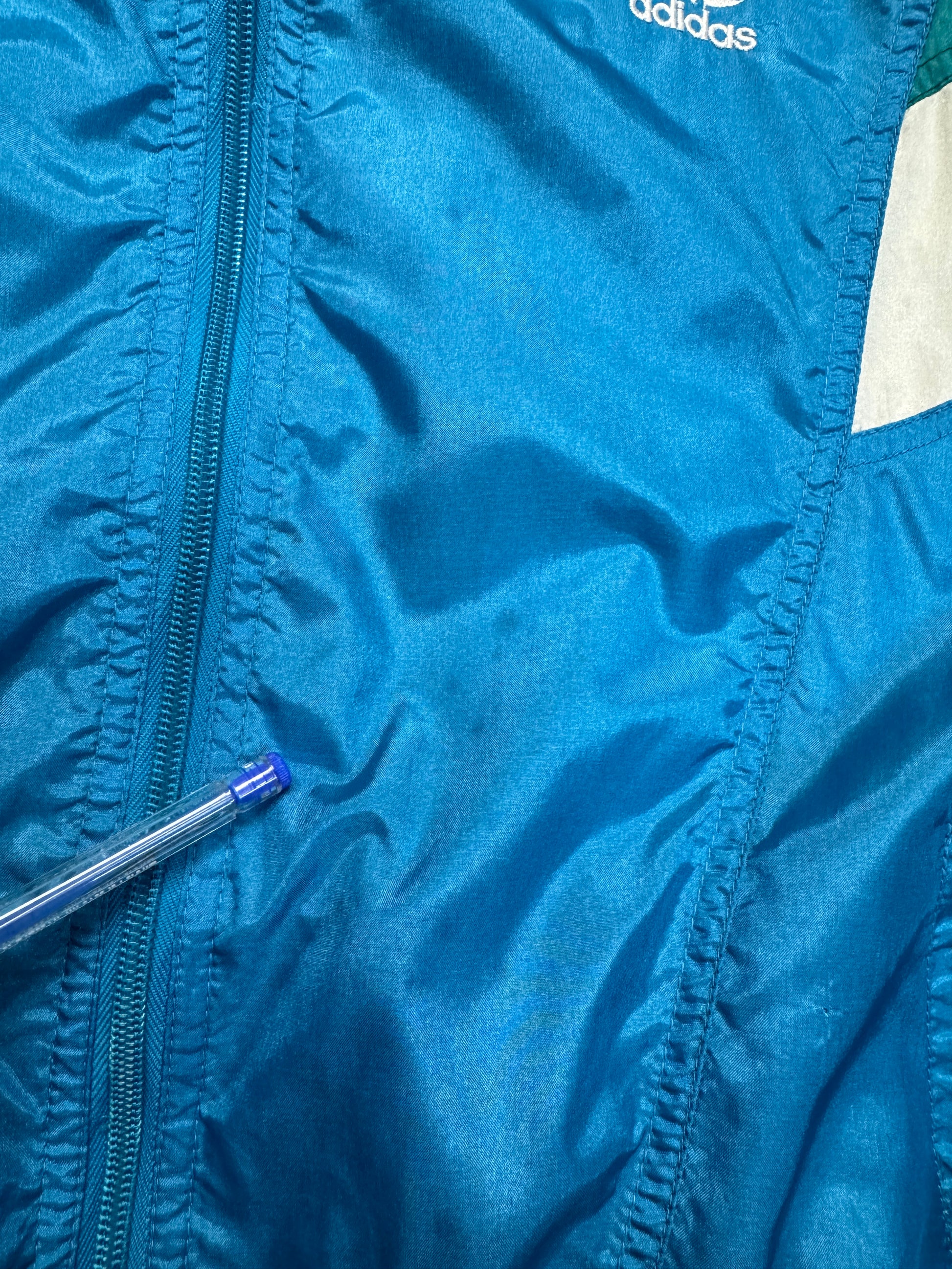 90s Adidas Nylon Sportanzug "Landesgruppe Hessen"-Polizei Blau Grün D5 M - RareRags
