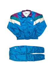 90s Adidas Nylon Sportanzug "Landesgruppe Hessen"-Polizei Blau Grün D5 M - RareRags