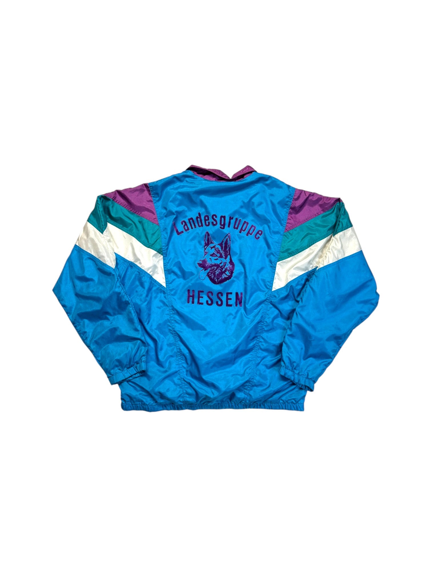 90s Adidas Nylon Sportanzug "Landesgruppe Hessen"-Polizei Blau Grün D5 M - RareRags