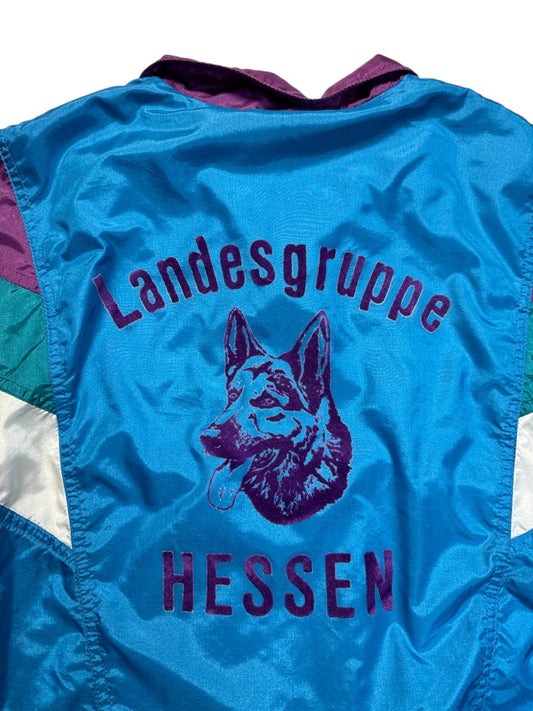 90s Adidas Nylon Sportanzug "Landesgruppe Hessen"-Polizei Blau Grün D5 M - RareRags