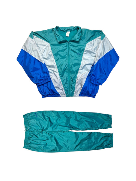 90s Adidas Nylon Sportanzug Grün Blau D5 M - RareRags