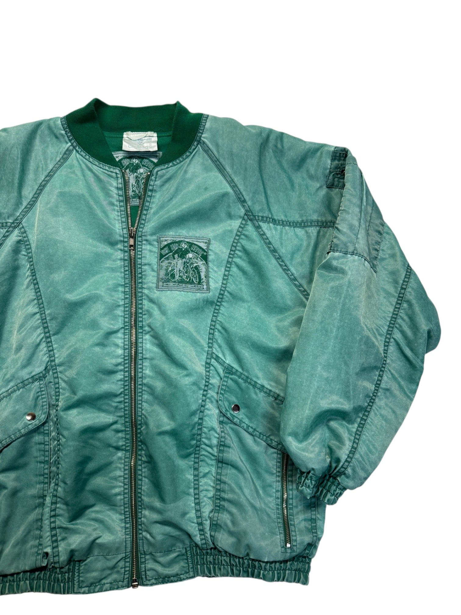 90s Adidas Padded Nylon Bomber Set "The hottest News" Changierend Grün D5 S-M - RareRags