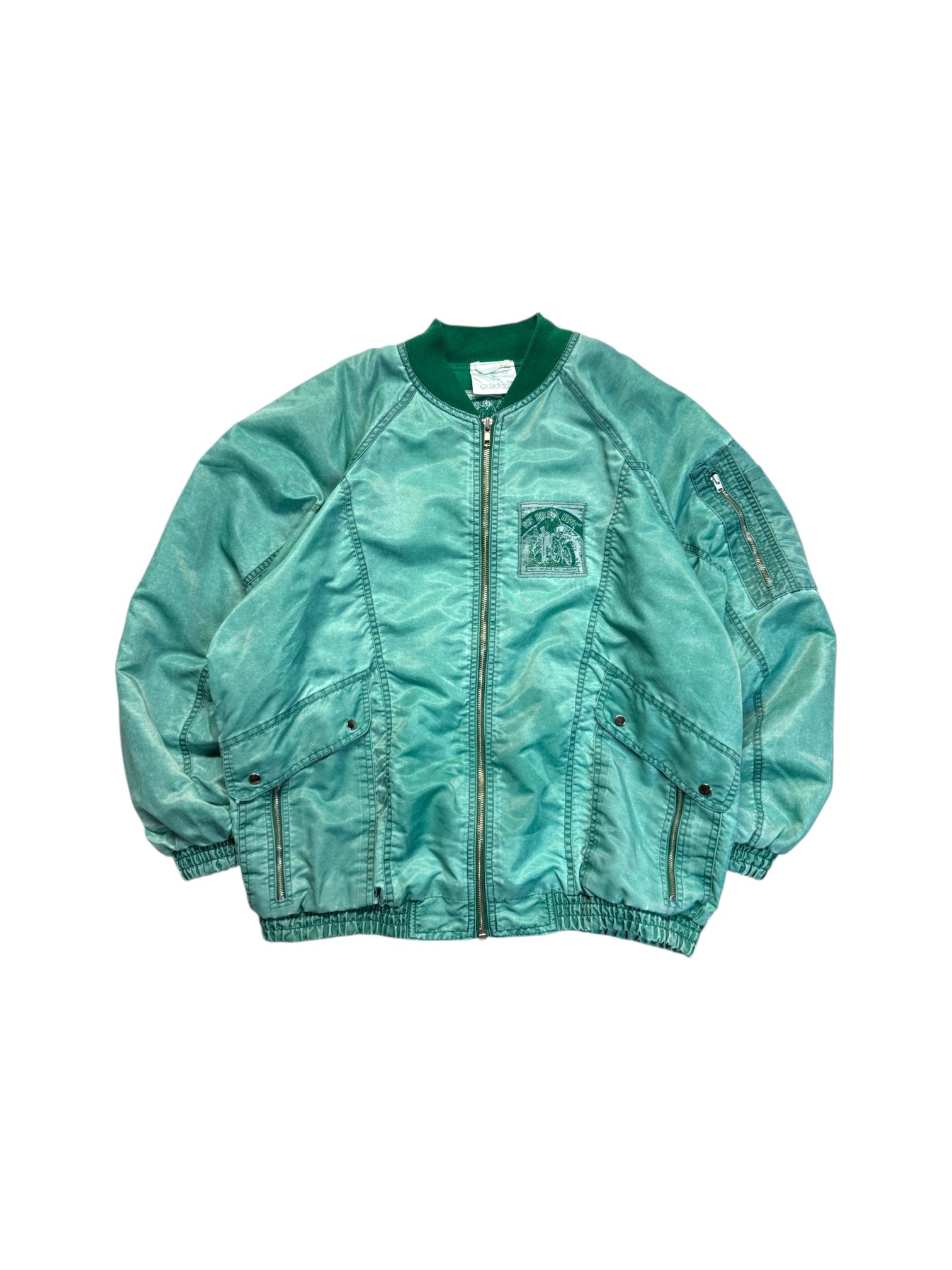 90s Adidas Padded Nylon Bomber Set "The hottest News" Changierend Grün D5 S-M - RareRags