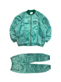 90s Adidas Padded Nylon Bomber Set "The hottest News" Changierend Grün D5 S-M