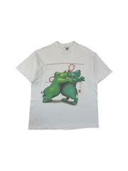 Vintage Hanes Shirt 90s Tennis Hippos Single Stitch Made In USA Weiß XL