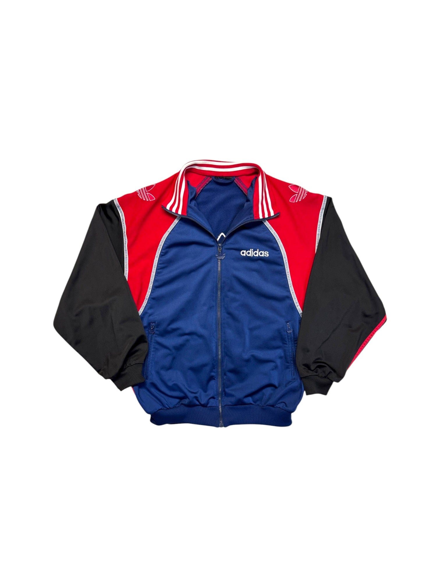 90s Adidas Sportanzug Big Trefoil Blau Rot D7 L - RareRags