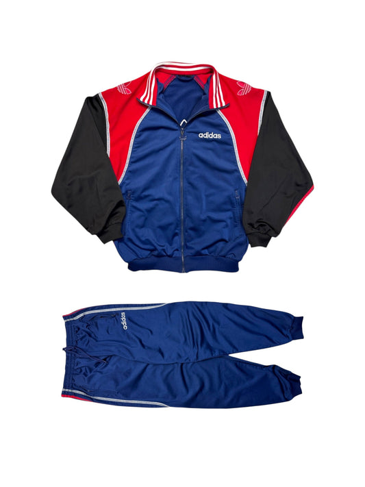 90s Adidas Sportanzug Big Trefoil Blau Rot D7 L - RareRags