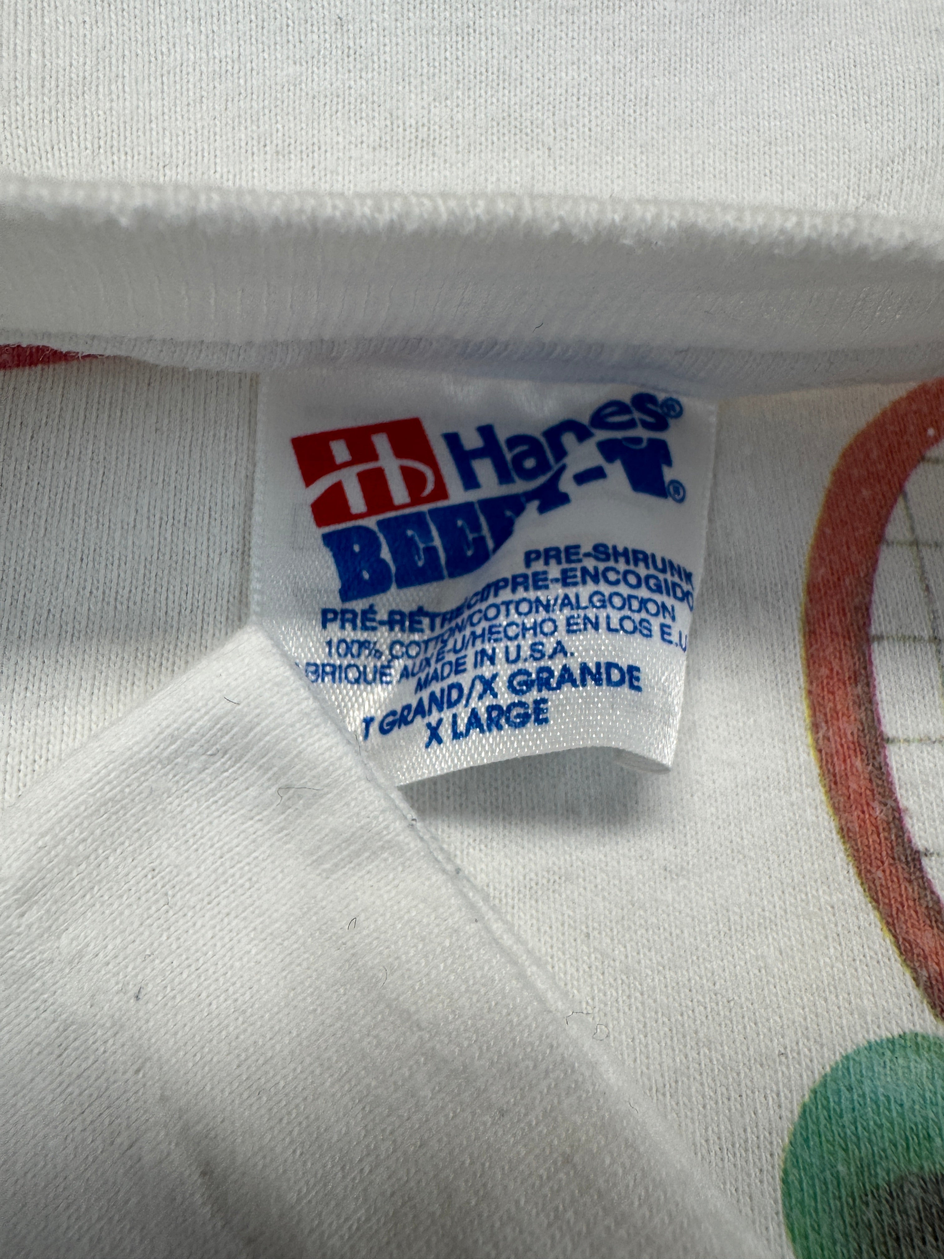 Vintage Hanes Shirt 90s Tennis Hippos Single Stitch Made In USA Weiß XL