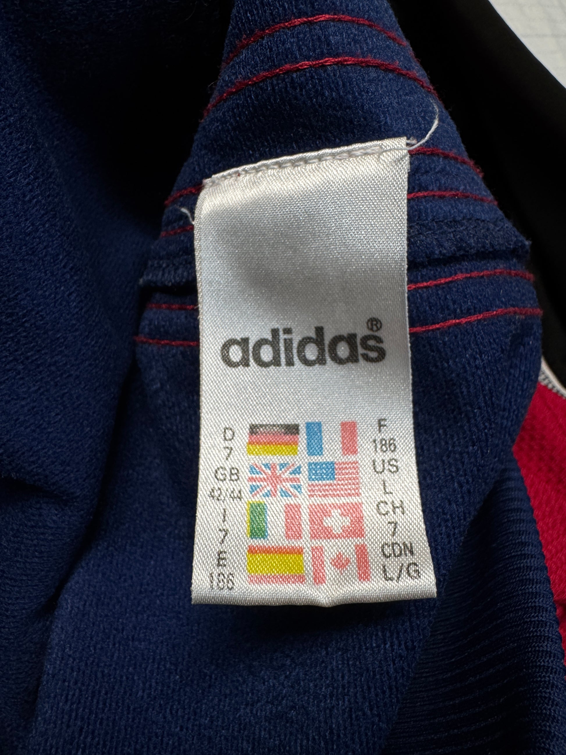 90s Adidas Sportanzug Big Trefoil Blau Rot D7 L - RareRags