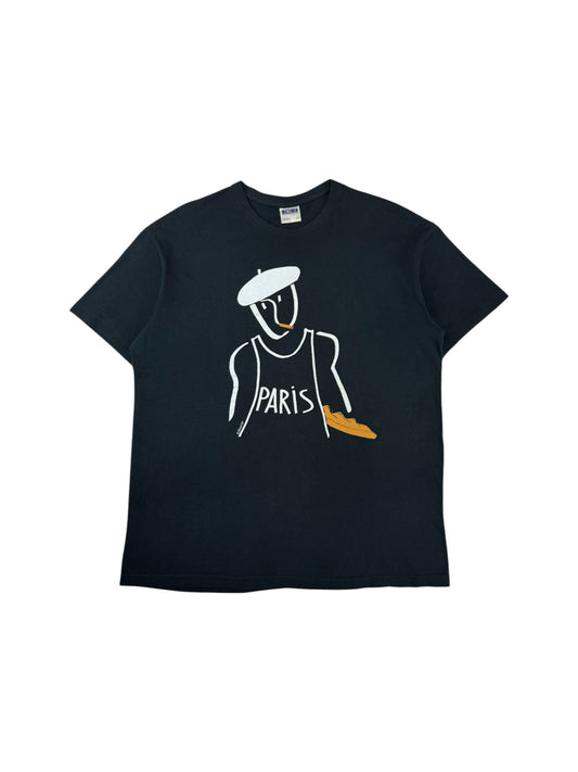 Vintage Sol's Shirt 90s Paris Smoking Silhouette Art Schwarz XL