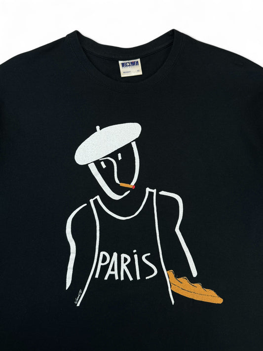 Vintage Sol's Shirt 90s Paris Smoking Silhouette Art Schwarz XL