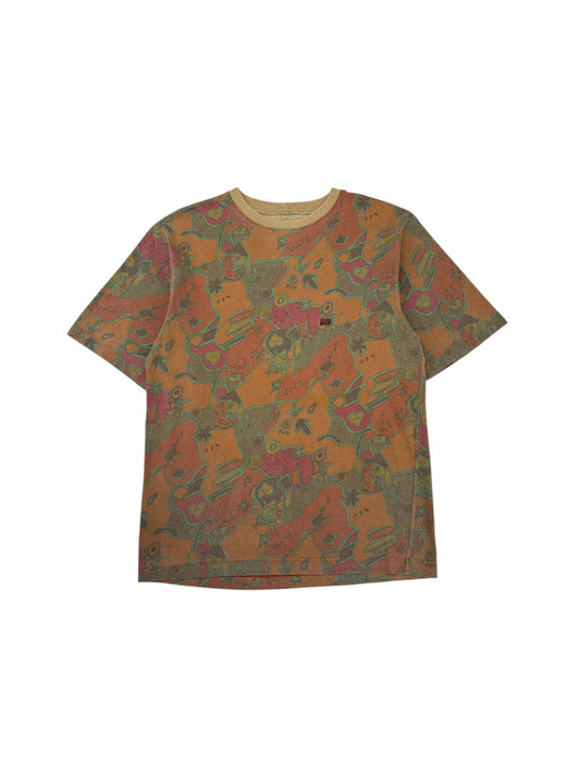 Vintage Think Pink Shirt 90s Abstract Pattern Erdtöne Bunt L-XL