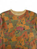 Vintage Think Pink Shirt 90s Abstract Pattern Erdtöne Bunt L-XL