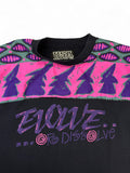Vintage Shirt 90s "evolve or dissolve" Mixed Fabric Made In Italy Schwarz Pink M