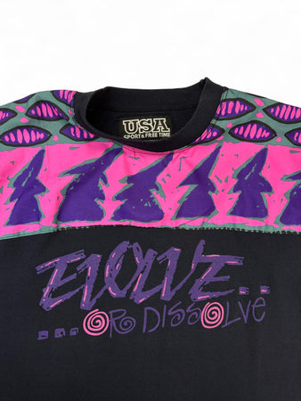 Vintage Shirt 90s "evolve or dissolve" Mixed Fabric Made In Italy Schwarz Pink M