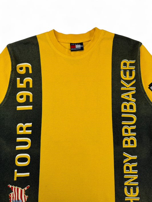 Vintage Henry Brubaker Shirt 90s Popcorn Knit Fabric Gelb XXL