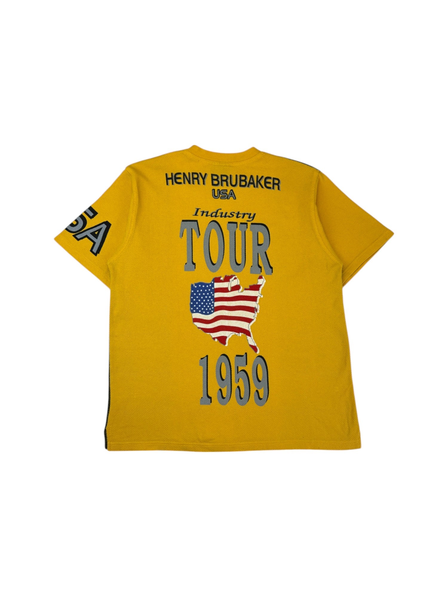 Vintage Henry Brubaker Shirt 90s Popcorn Knit Fabric Gelb XXL