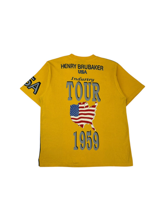 Vintage Henry Brubaker Shirt 90s Popcorn Knit Fabric Gelb XXL