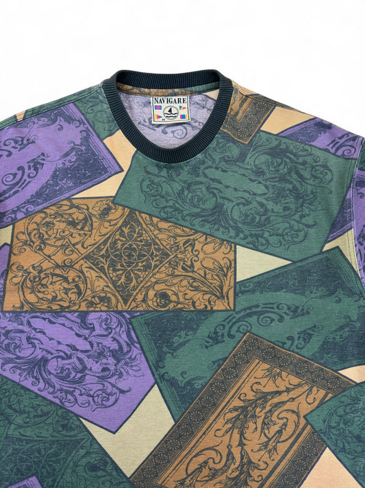 Vintage Navigare Shirt 90s Mystic Ornate Print Made In Italy Bunt M