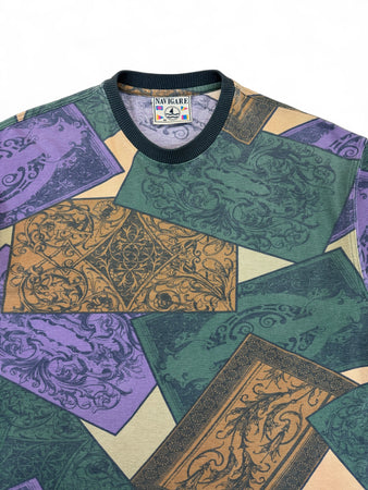 Vintage Navigare Shirt 90s Mystic Ornate Print Made In Italy Bunt M