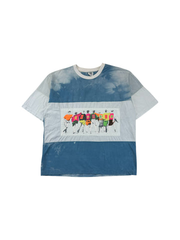 Vintage New Fast By C&A Shirt 90s Foto-Collage-Print Batik Blau L