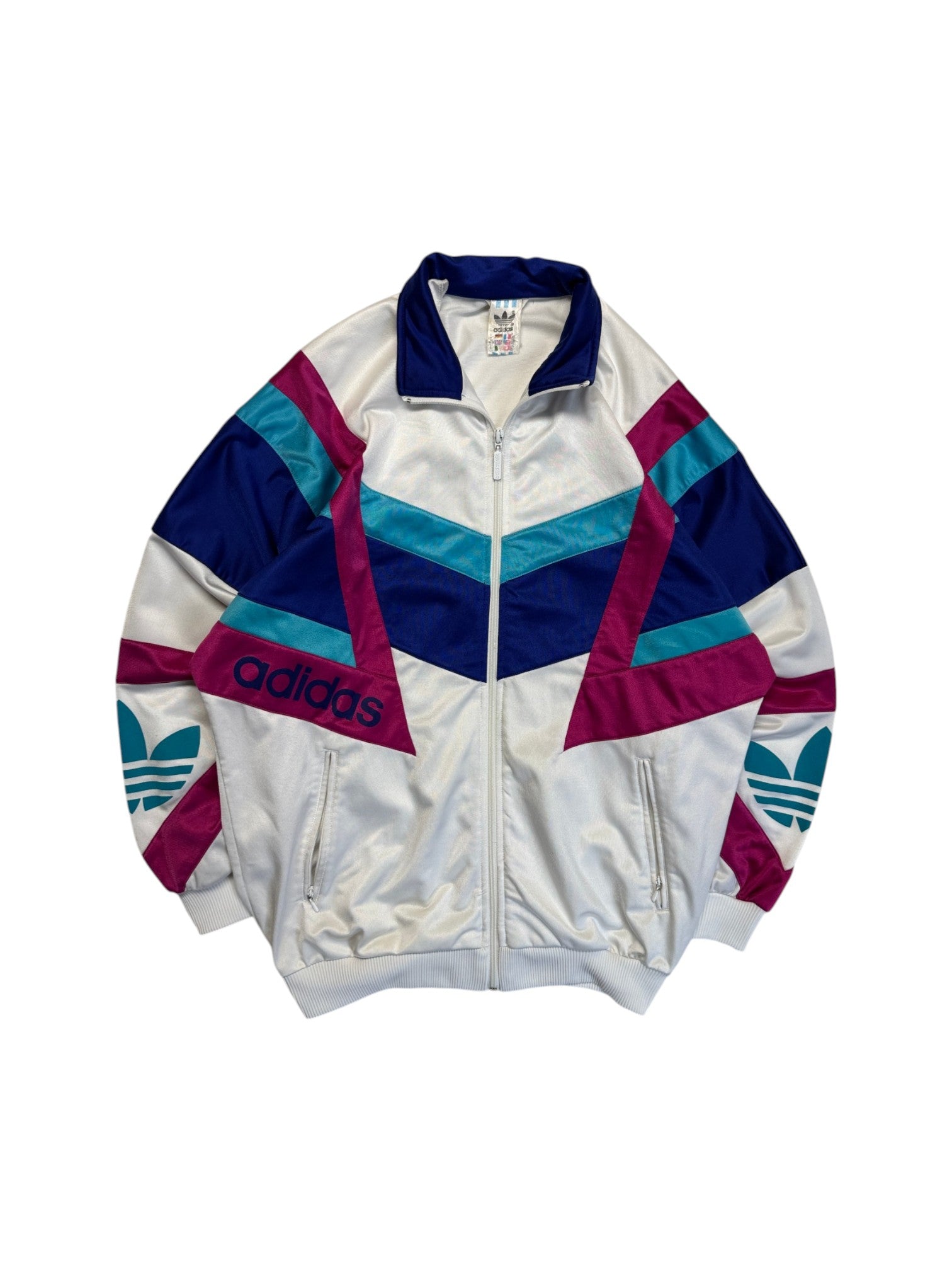 80s Adidas Sportanzug Weiß Blau D4 M