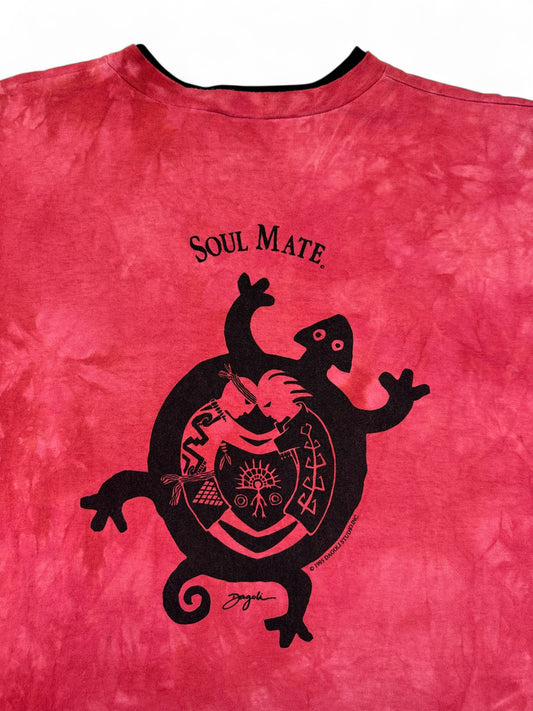 Vintage Dagoli Double Collar Longsleeve 1995 "Soul Mate" Cave Art Made In Canada Batik Rot XL