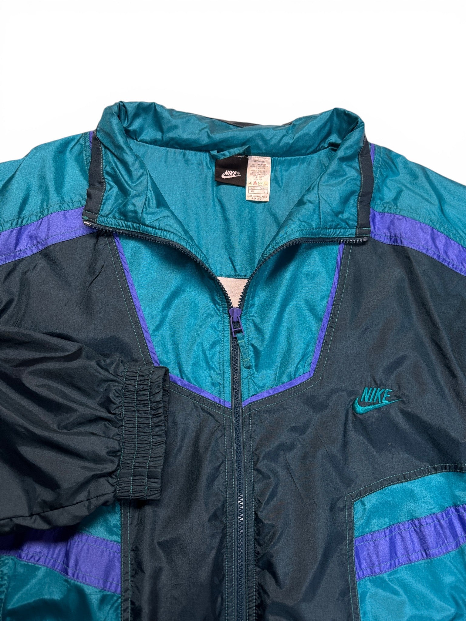 90s Nike Nylon Sportanzug Grau Grün XXL