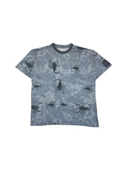 Vintage Wave-Board Shirt 90s Skorpione AOP Grau Blau L-XL