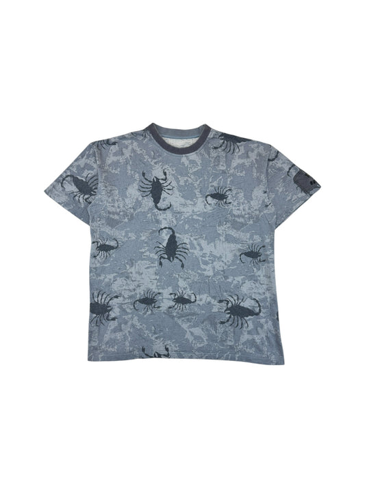 Vintage Wave-Board Shirt 90s Skorpione AOP Grau Blau L-XL