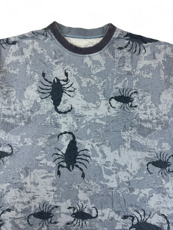 Vintage Wave-Board Shirt 90s Skorpione AOP Grau Blau L-XL