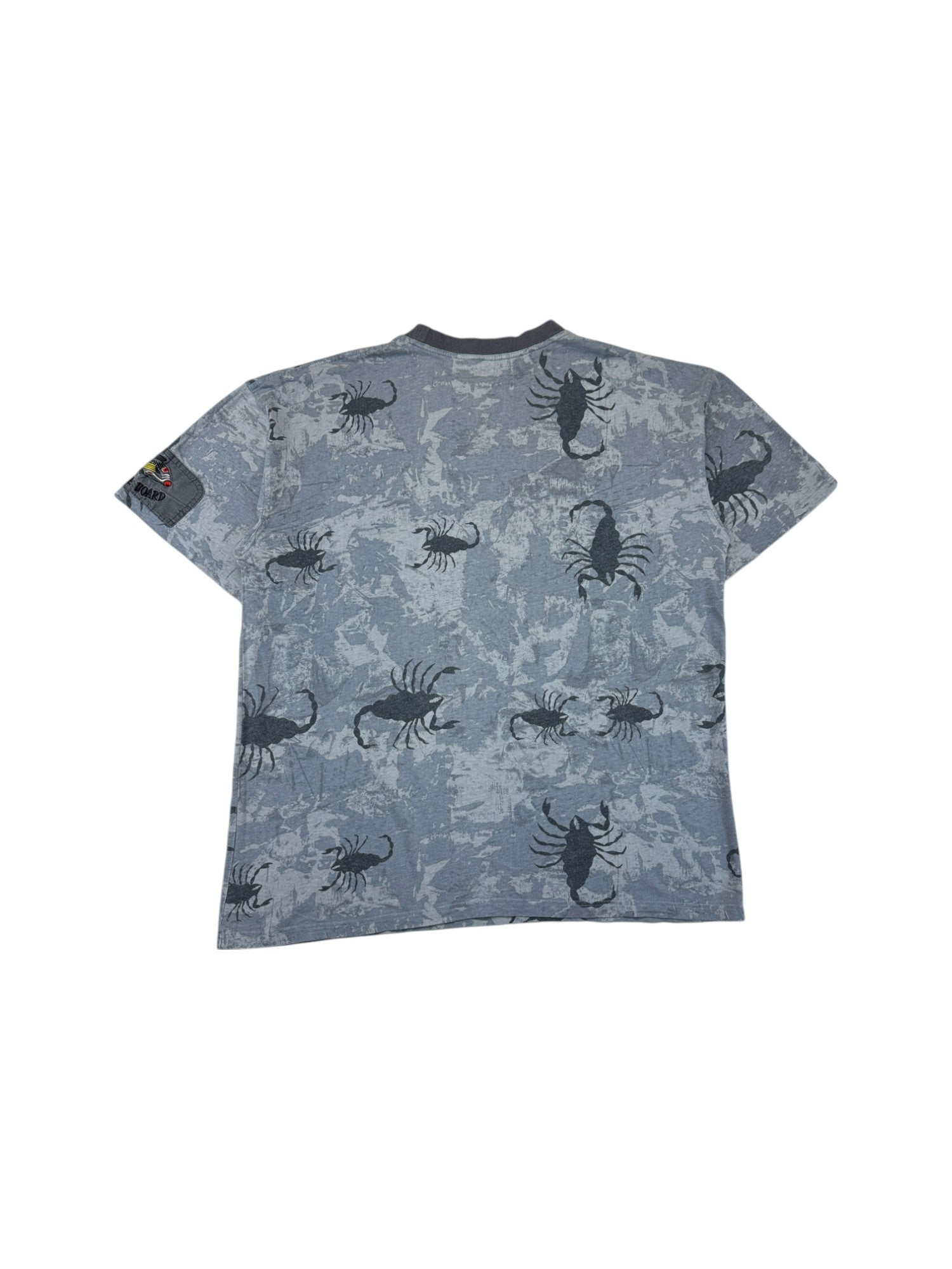 Vintage Wave-Board Shirt 90s Skorpione AOP Grau Blau L-XL
