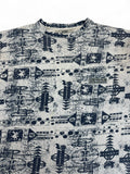 Vintage Acropole Shirt 90s Allover-Print Techno-Style Leinen Mix L