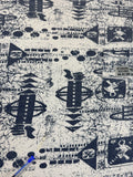 Vintage Acropole Shirt 90s Allover-Print Techno-Style Leinen Mix L