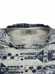 Vintage Acropole Shirt 90s Allover-Print Techno-Style Leinen Mix L
