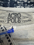 Vintage Acropole Shirt 90s Allover-Print Techno-Style Leinen Mix L