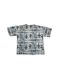 Vintage Acropole Shirt 90s Allover-Print Techno-Style Leinen Mix L